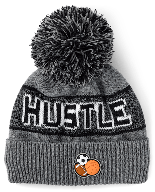 Boys Hustle Pom Pom Beanie
