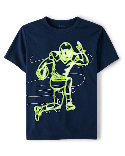 Boys Glow Football Player Graphic Tee