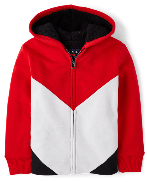 Sweat à capuche zippé doublé en polaire Sherpa pour garçon