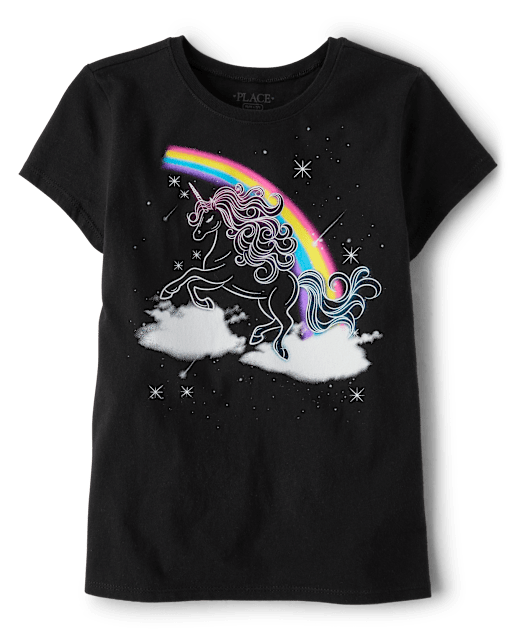Girls Rainbow Unicorn Graphic Tee