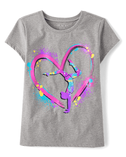 Girls Gymnast Heart Graphic Tee