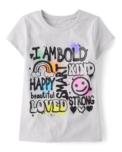 Girls Positive Words Graphic Tee