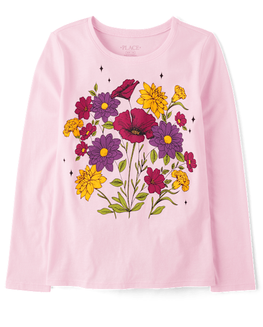 Girls Flowers Graphic Tee