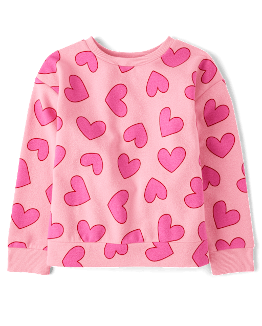 Sweat-shirt polaire à motif cœur pour fille