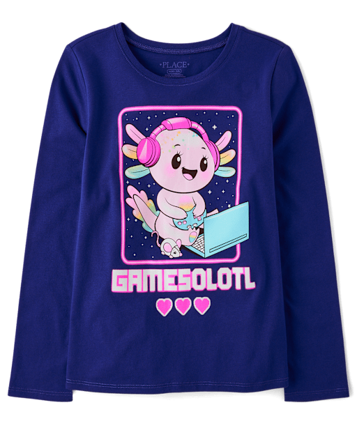 Girls Gamer Axolotl Graphic Tee