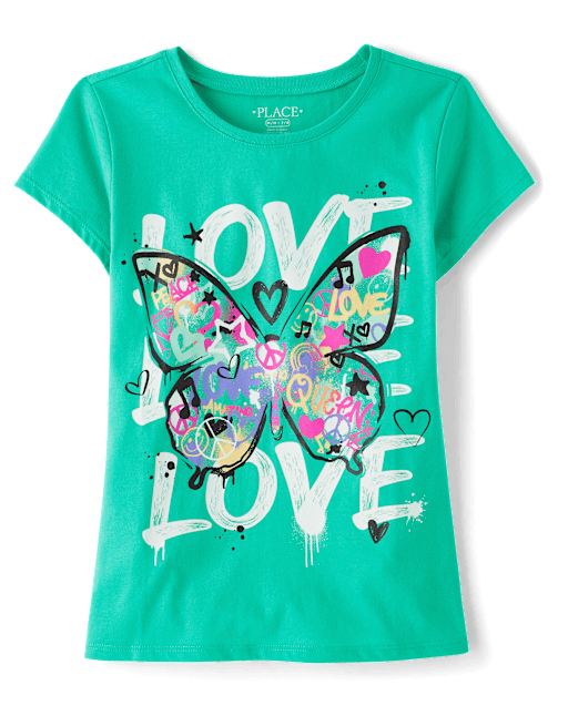 T-shirt graphique « Girls Love Butterfly »