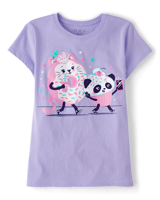 Girls Animal Dessert Graphic Tee