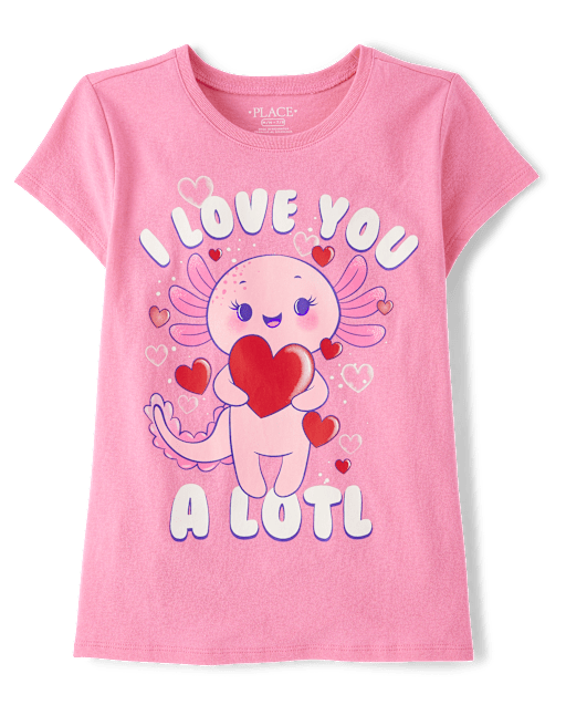 Girls Valentine's Day Axolotl Graphic Tee