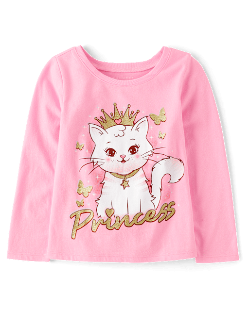 Baby And Toddler Girls Princess Cat Graphic Tee