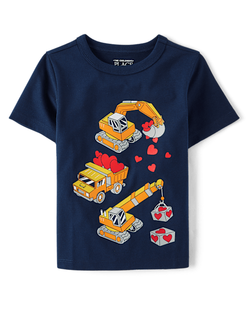 Baby And Toddler Boys Valentine's Day Construction Graphic Tee