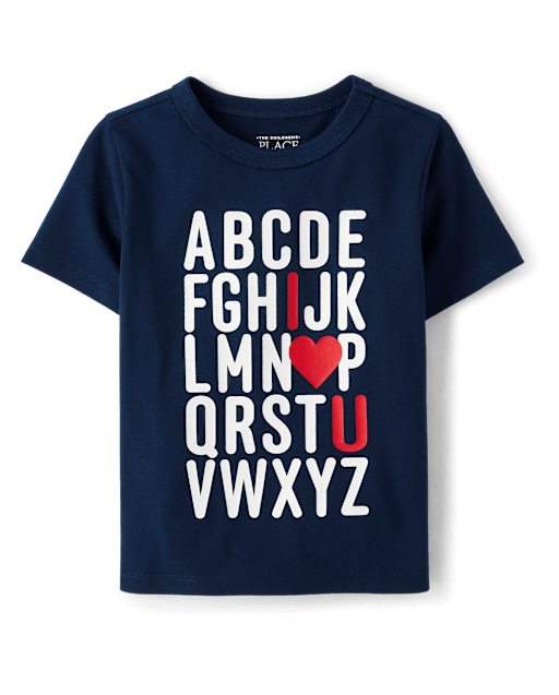 Baby And Toddler Boys Valentine's Day Love You Alphabet Graphic Tee