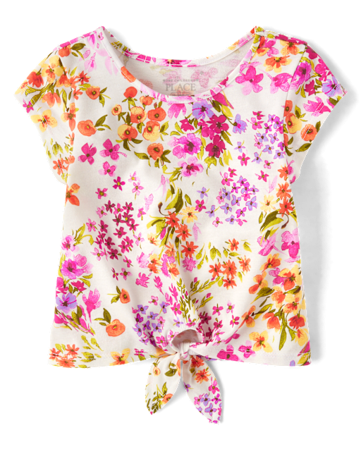 Toddler Girls Print Tie-Front Top