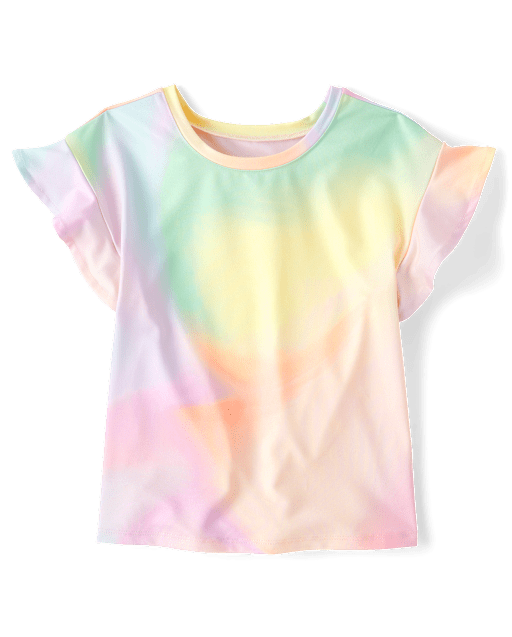 Toddler Girls Quick Dry Rainbow Marble Top