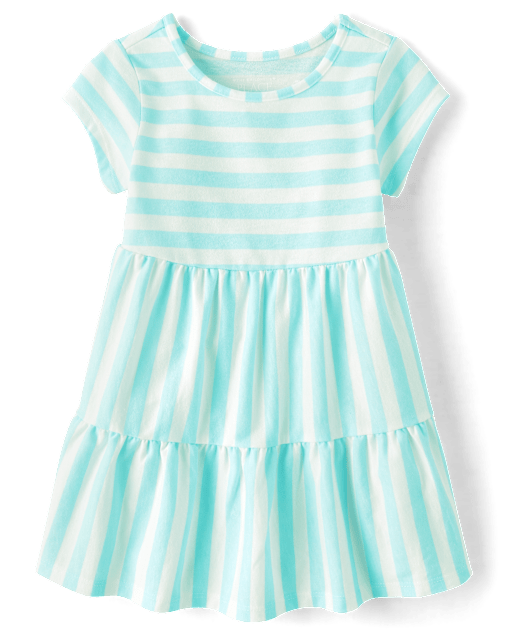 Baby And Toddler Girls Striped Tiered Dress