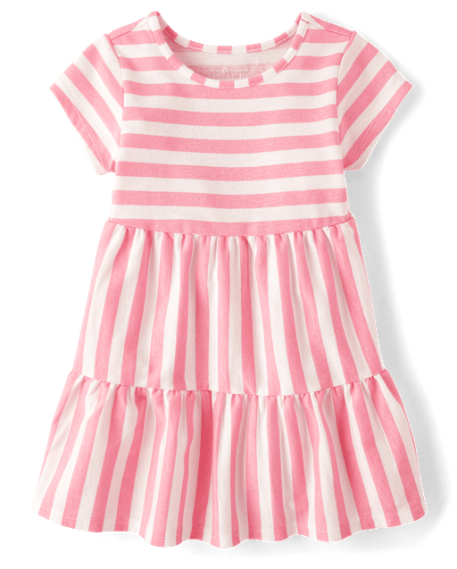 Baby And Toddler Girls Striped Tiered Dress