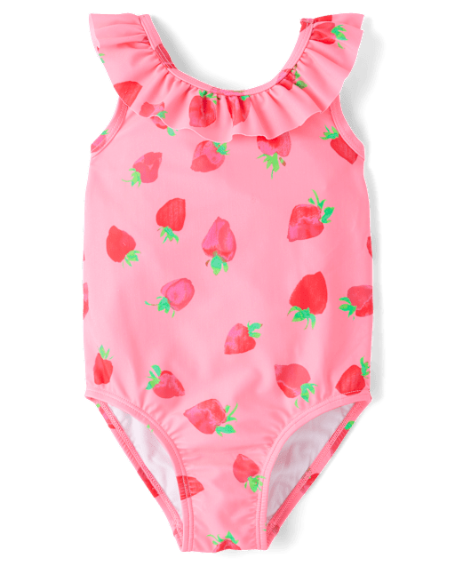 Baby And Toddler Girls Strawberry Ruffle One Piece Swimsuit