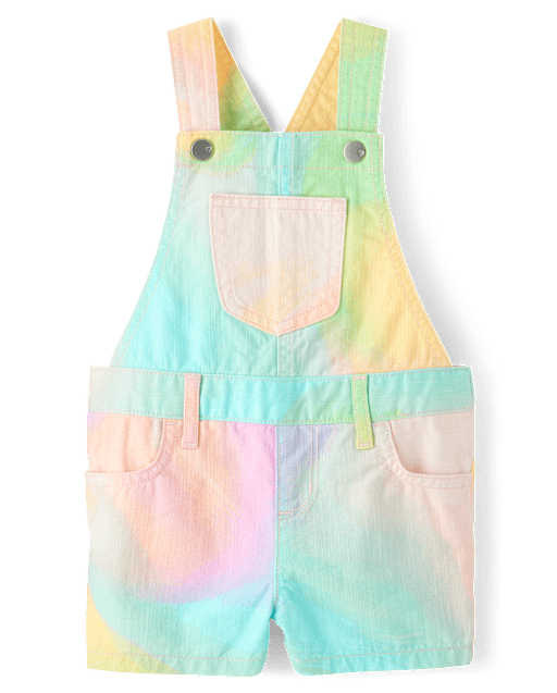 Baby And Toddler Girls Rainbow Marble Shortalls