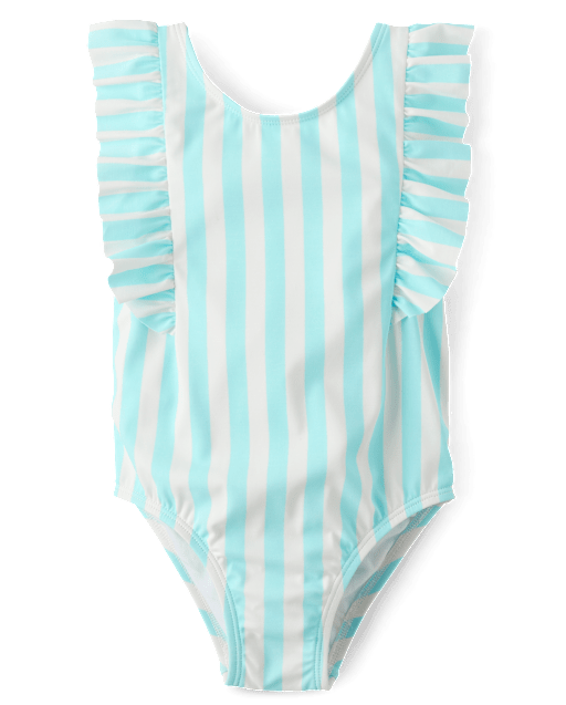 Baby And Toddler Girls Striped Flutter One Piece Swimsuit
