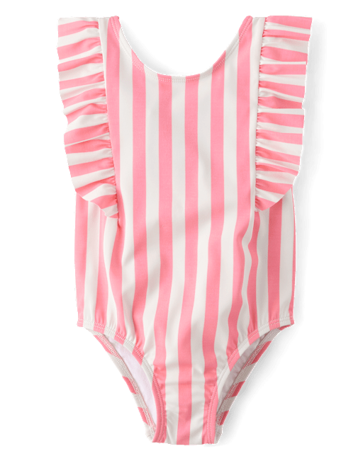 Baby And Toddler Girls Striped Flutter One Piece Swimsuit