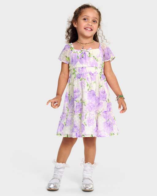Baby And Toddler Girls Mommy And Me Floral Chiffon Ruffle Dress