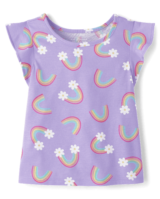 Baby And Toddler Girls Rainbow Floral Flutter Top