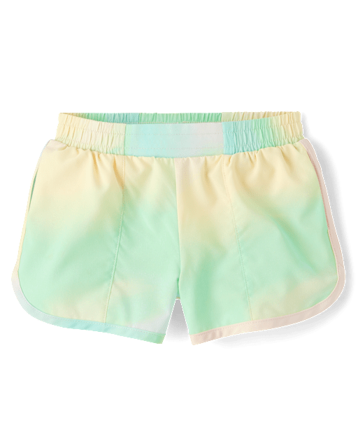 Toddler Girls Quick Dry Rainbow Marble Lined Shorts