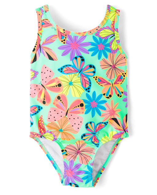 Baby And Toddler Girls Butterfly Bow Back One Piece Swimsuit