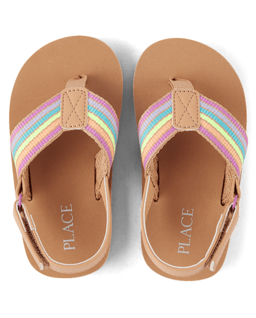 Toddler Girls Striped Flip Flops