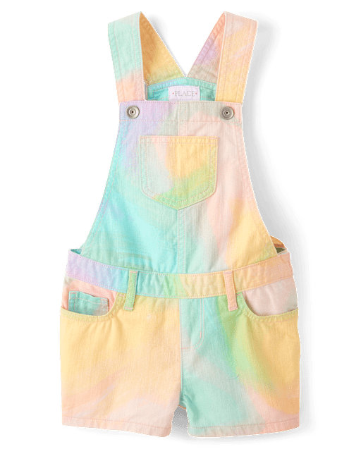 Girls Rainbow Marble Shortalls