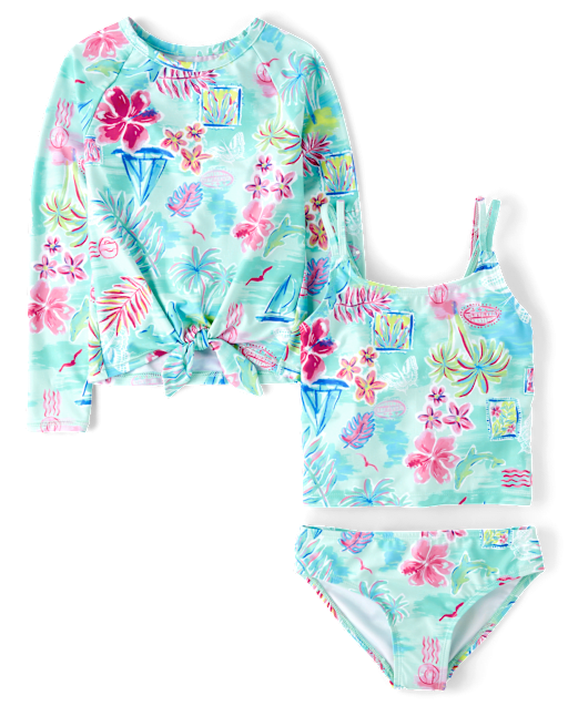 Girls Tropical 3-Piece Swimsuit