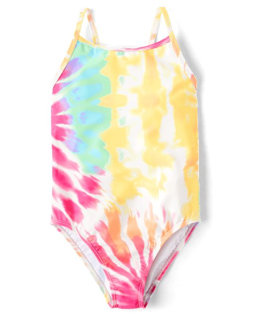Girls Print Cross Back One Piece Swimsuit