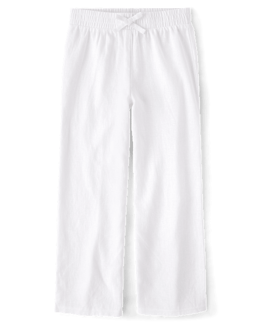 Girls Linen-Blend Wide Leg Beach Pants