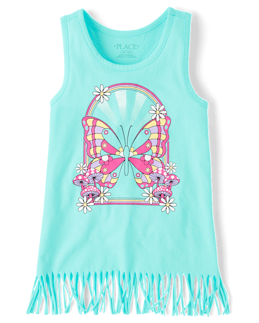 Girls Graphic Fringe Tank Top
