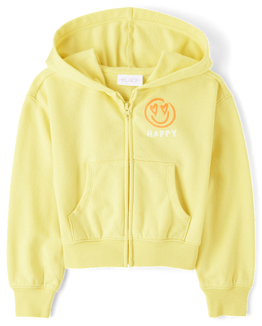Girls Graphic Fleece Zip Up Hoodie