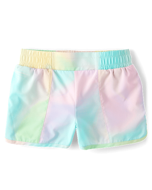 Girls Quick Dry Rainbow Marble Lined Shorts