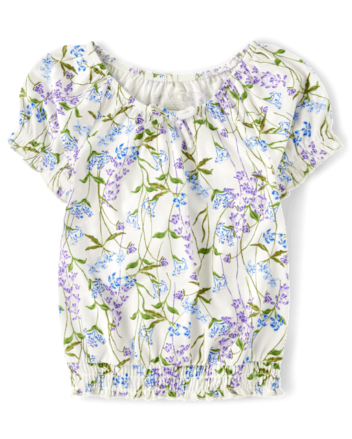Girls Floral Smocked Top