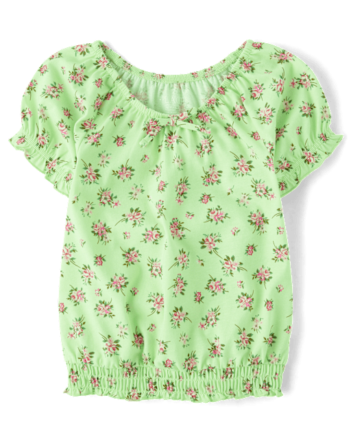 Girls Floral Smocked Top