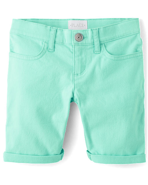 Girls Roll Cuff Twill Skimmer Shorts
