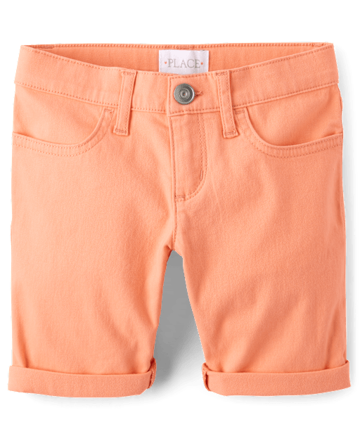 Girls Roll Cuff Twill Skimmer Shorts