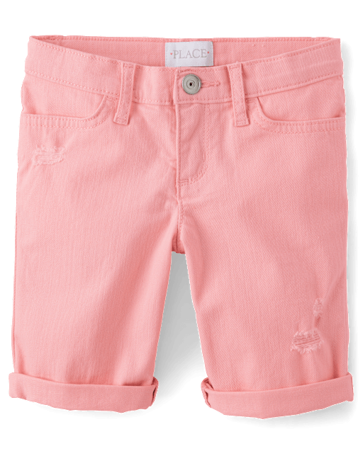 Girls Roll Cuff Twill Skimmer Shorts