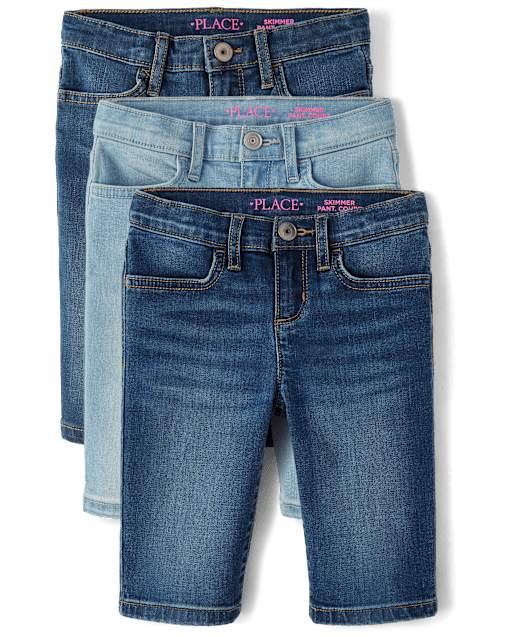 Girls Denim Skimmer Shorts 3-Pack