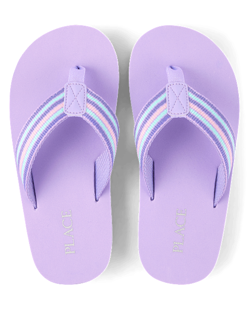 Girls Striped Flip Flops
