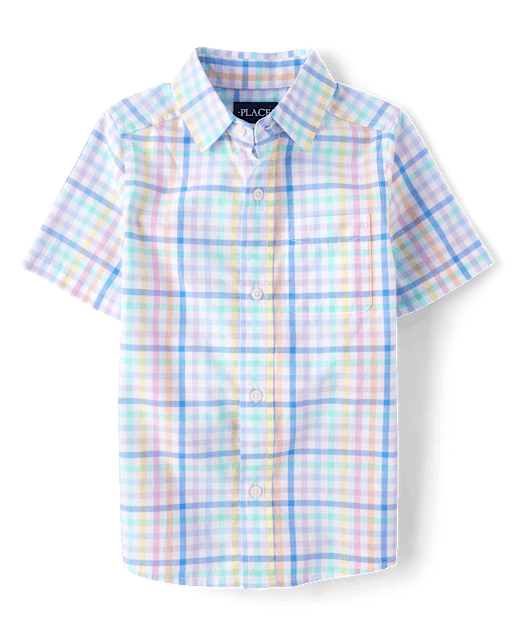 Boys Dad And Me Gingham Poplin Button Up Shirt