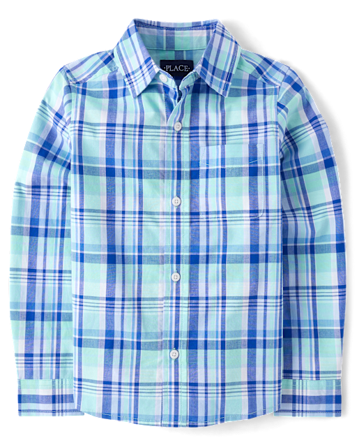 Boys Dad And Me Plaid Poplin Button Up Shirt