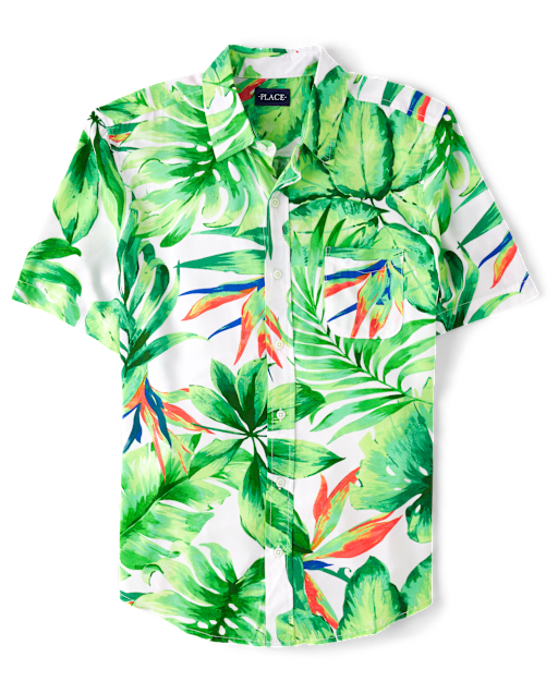 Mens Matching Family Tropical Button Up Shirt