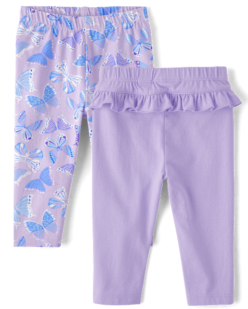 Lot de 2 leggings à volants papillon pour bébé fille