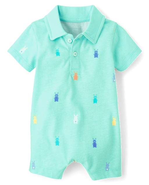 Baby Boys Bunny Polo Romper