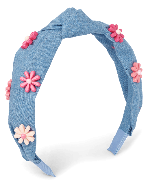 Girls Flower Charm Top Knot Headband