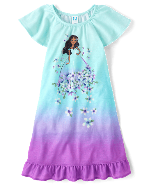 Girls Floral Princess Ruffle Nightgown
