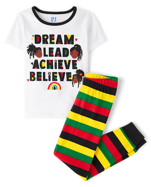 Girls Matching Family Black History Snug Fit Cotton Pajamas